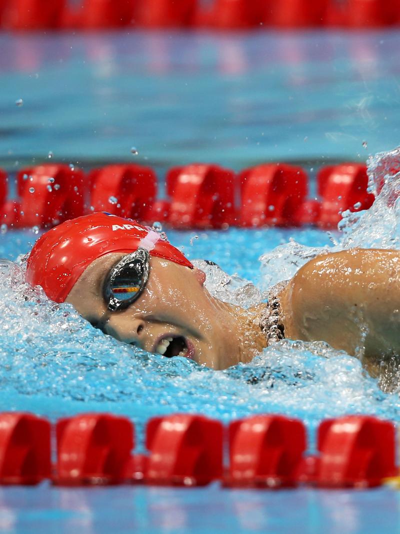 A picture of a woman swimming