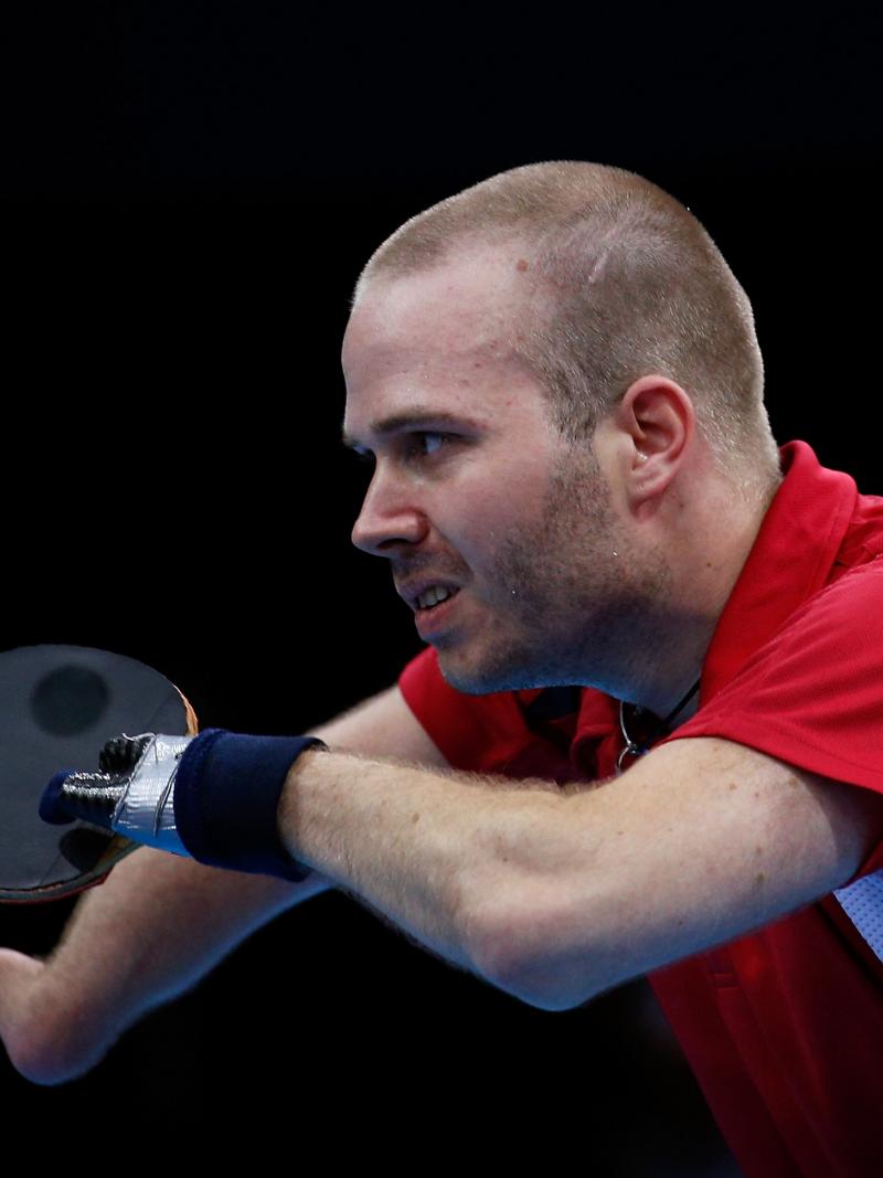 Peter Rosenmeier from Denmark plays at the London 2012 Paralympic Games