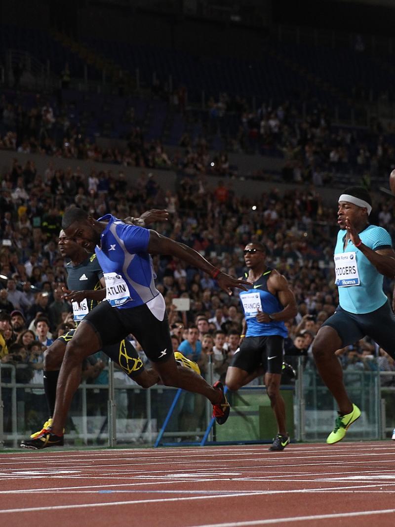 Justin Gatland edges ahead of Usain Bolt to clinch gold at the  2013 IAAF Diamond League event in Rome