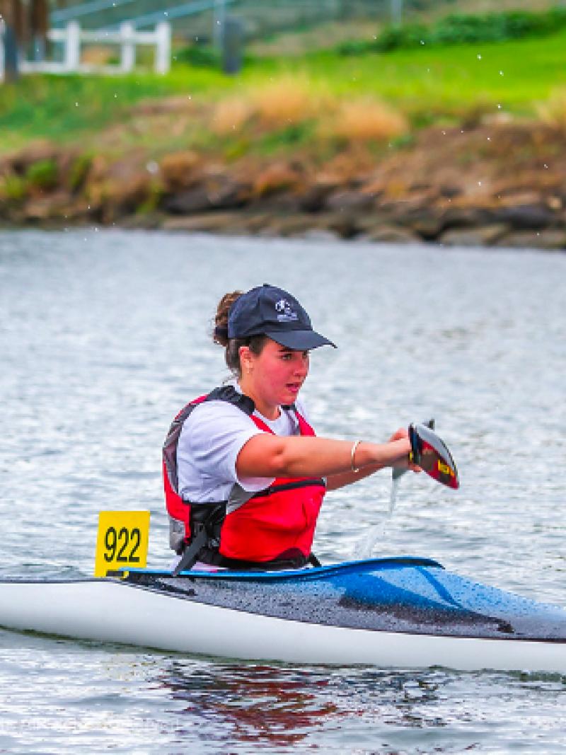 Amanda Drennan trains in the canoe