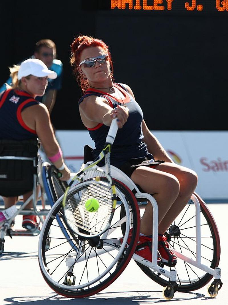 The british doubles team (Shuker/Whiley) plays at the London 2012 Paralympic Games