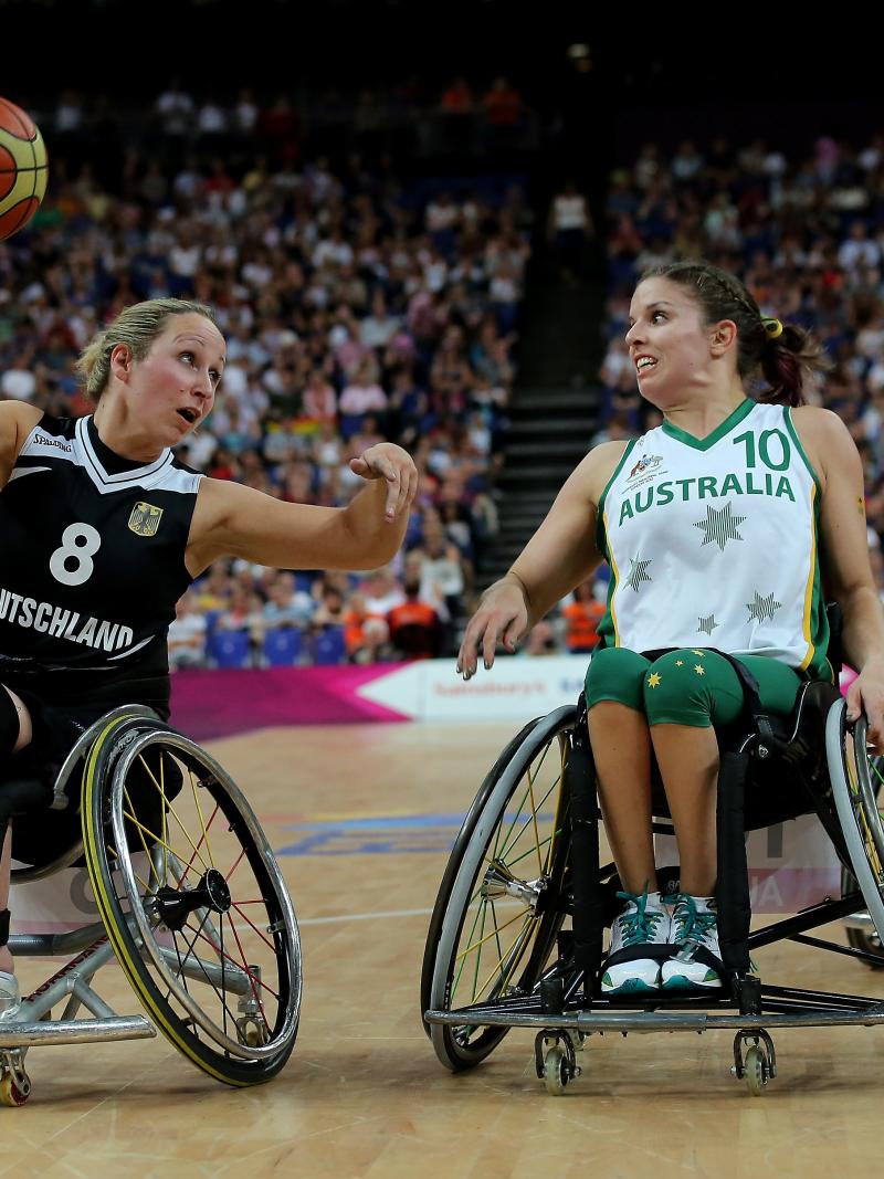 Annika Zeyen of Germany during the Women's Wheelchair Basketball Gold Medal Match between Australia and Germany at the London 2012 Paralympics