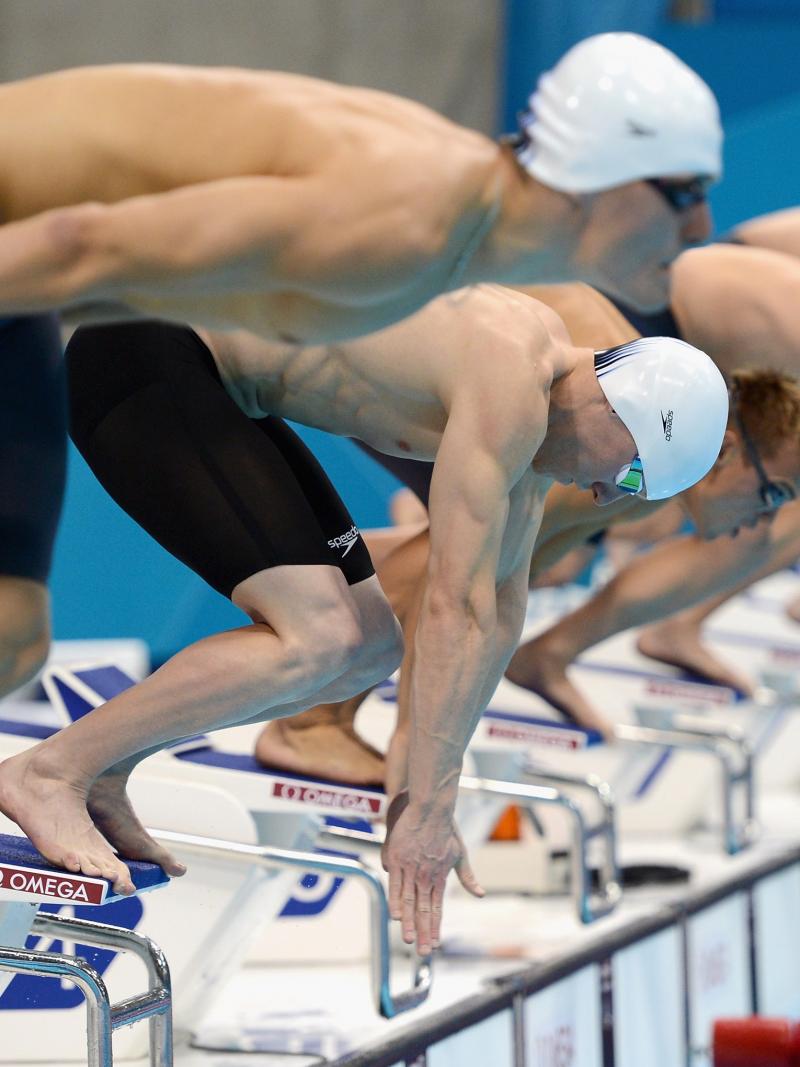 Daniel Sharp of New Zealand competes in the Men's 50m Freestyle S13 heats at the London 2012 Paralympic Games 