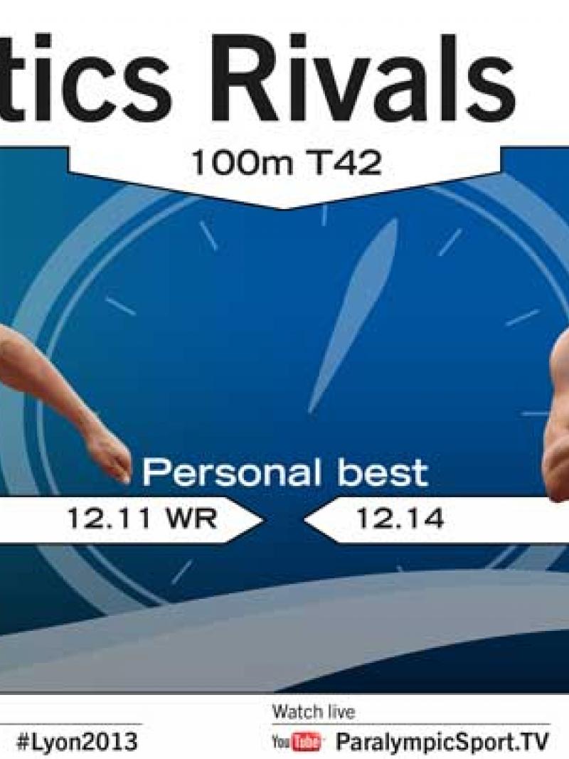 Men's 100m T42 Popow and Reardon rivarly - as of 19.07.13