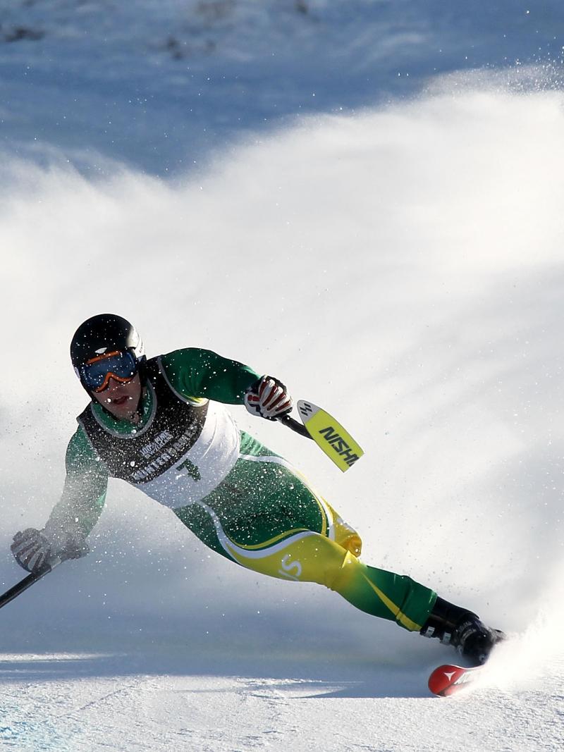 Cameron Rahles-Rahbula of Australia competes in the Mens Giant Slalom Standing 