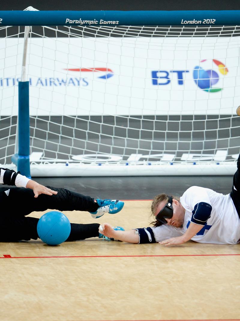 Finland's Petri Posio and Erkki Miinala block the ball during their gold-medal match at the London 2012 Paralympic Games. After winning Paralympic gold, the Finnish squad will now host the 2014 World Championships.