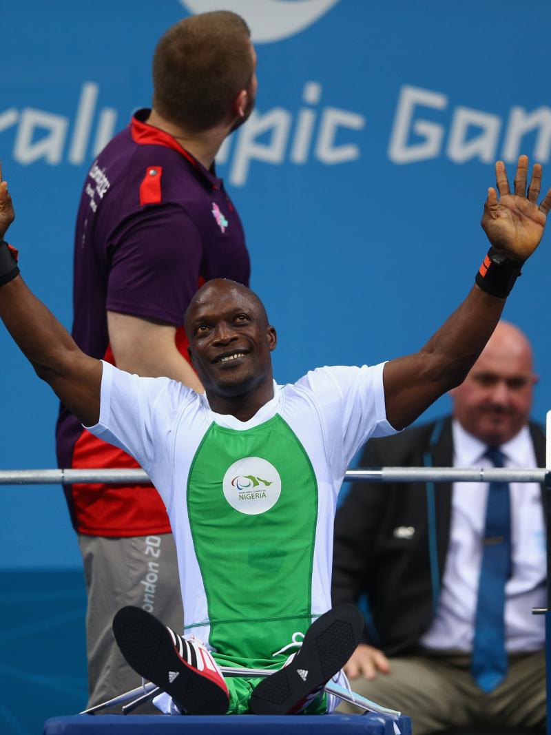 Nigeria's Yakubu Adesokan winning gold at London 2012