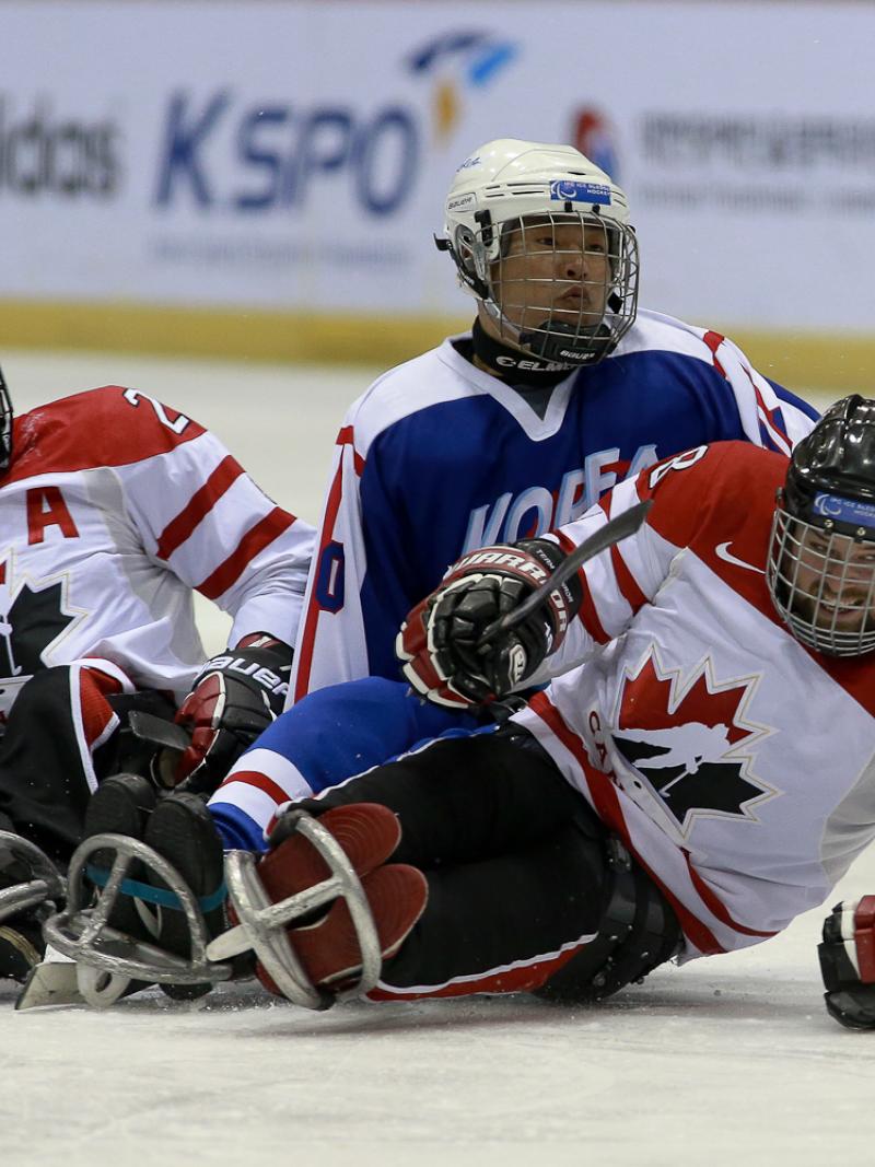 Canada and South Korea's ice sledge hockey's teams