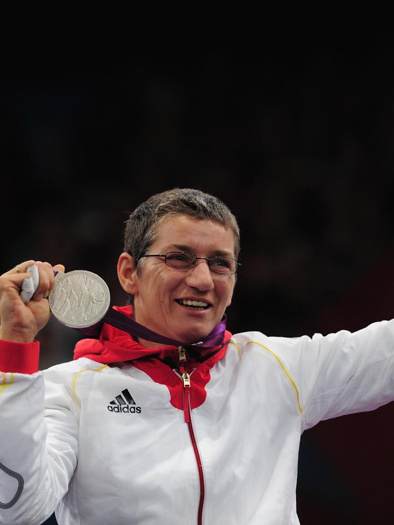 Simone Briese-Baetke of Germany wins Silver during her Womens Epee Category B on day 7 of the London 2012 Paralympic Games