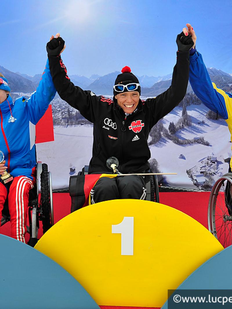 Oberstdorf women's sit ski podium