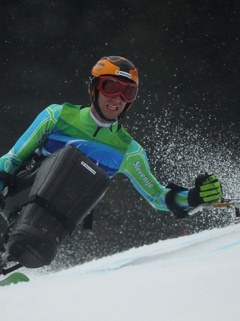 Gal Jakic of Slovenia competes in the Men's Sitting Giant Slalom during Day 5 of the 2010 Vancouver Winter Paralympics