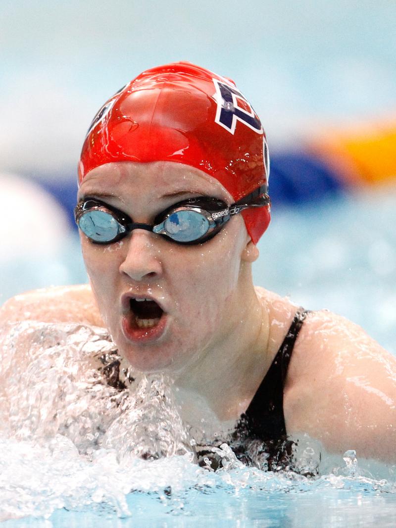 British swimmer Stephanie Slater comes up for a breath of air.