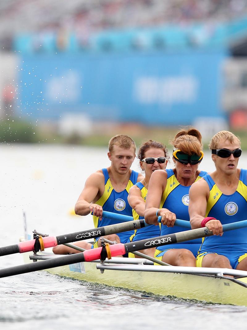 Athlete practicing rowing