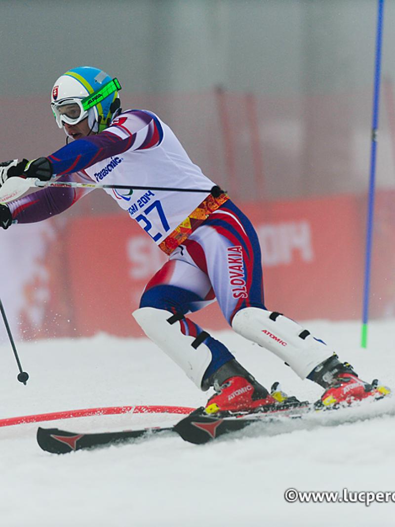 Slovakia's Miroslav Haraus competes in super-combined at Sochi 2014.