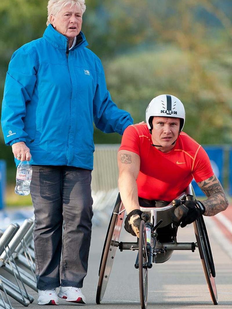 British wheelchair racer David Weir with his lifelong coach Jenny Archer MBE.