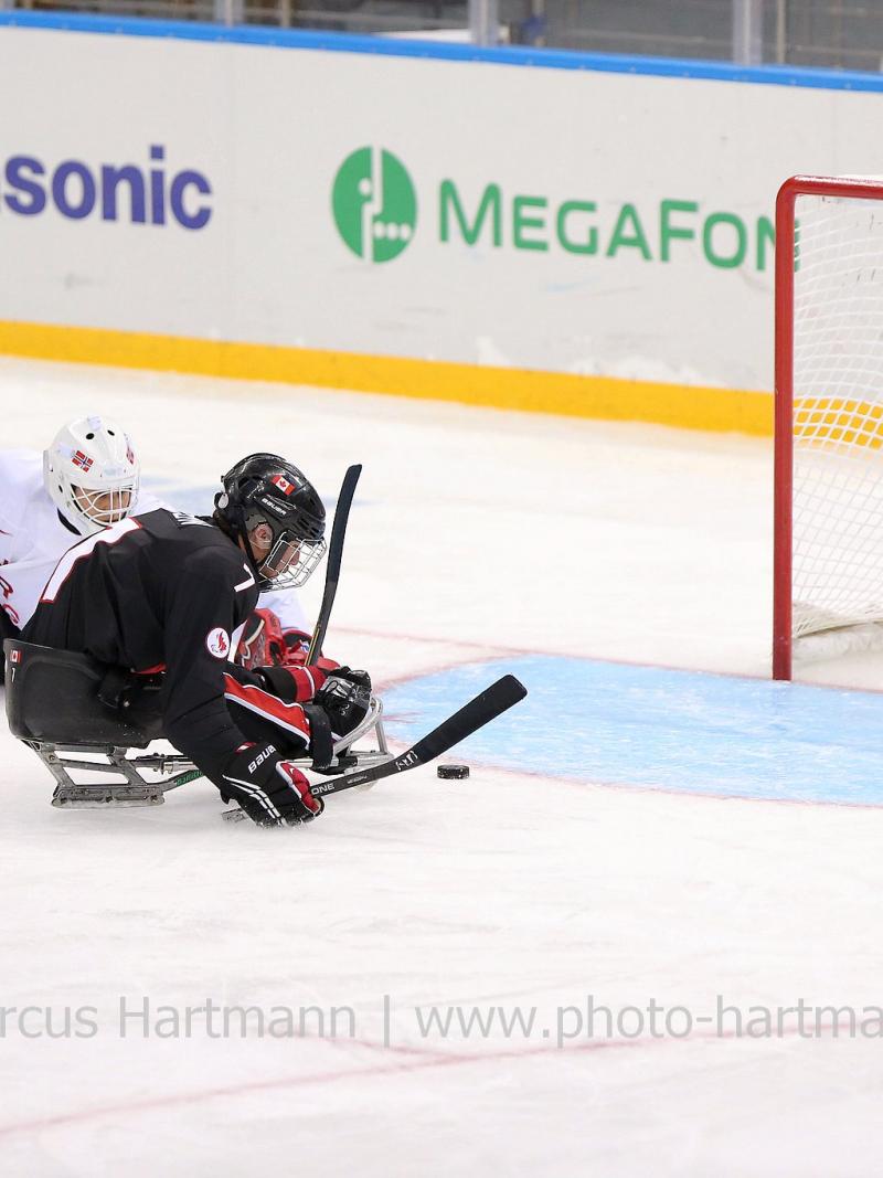 CAN vs NOR Canadian player Brad Bowden weaves by goalie to score on an open net
