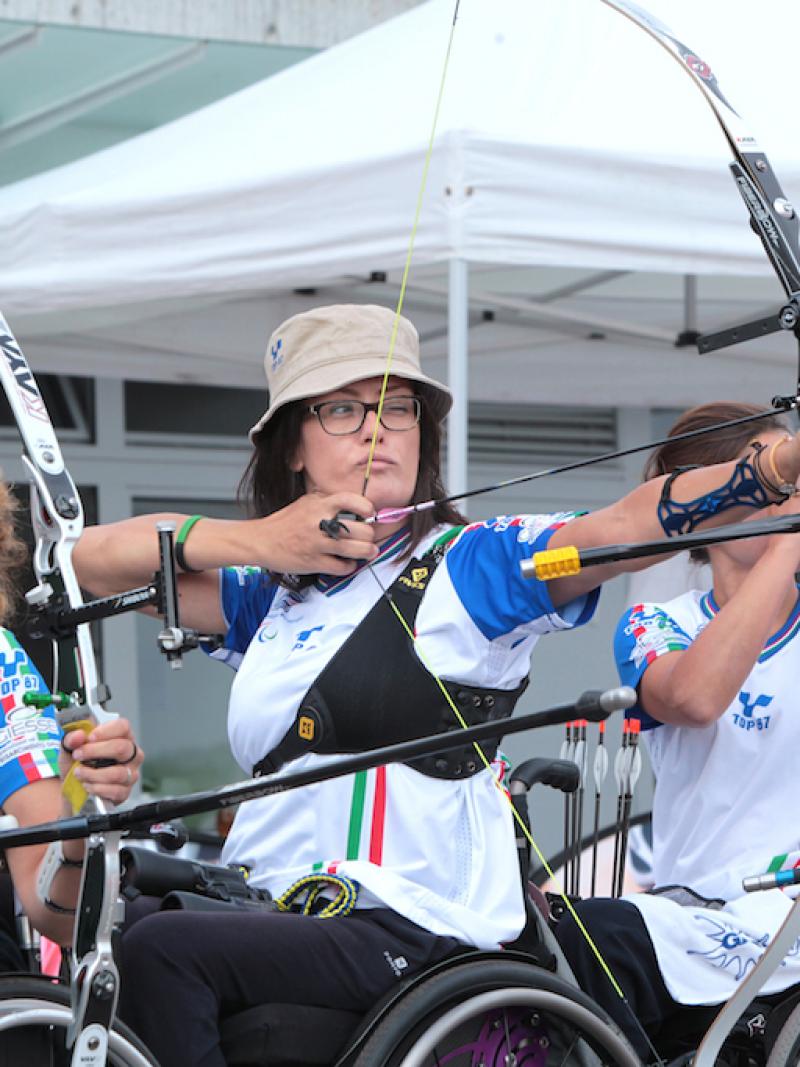 Italy's women on their way to 2014 European gold in the women’s recurve open team at Nottwil 2014.