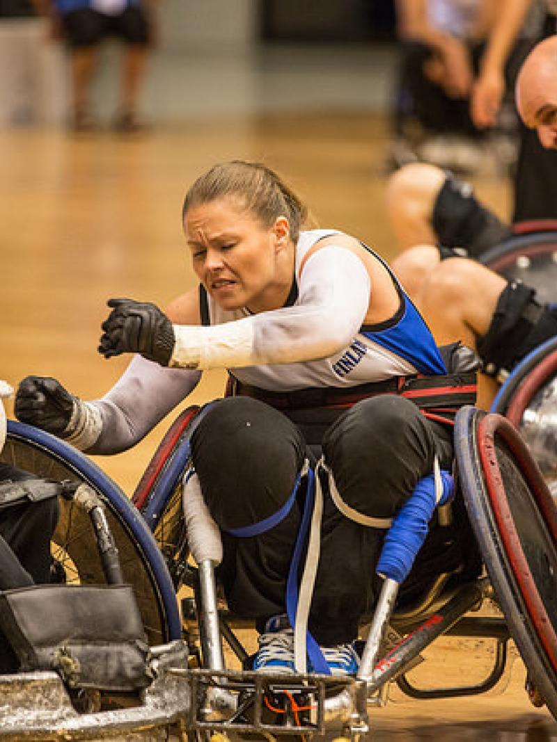Finland's Anna Pasanen in action at the 2014 IWRF World Championships in Denmark.