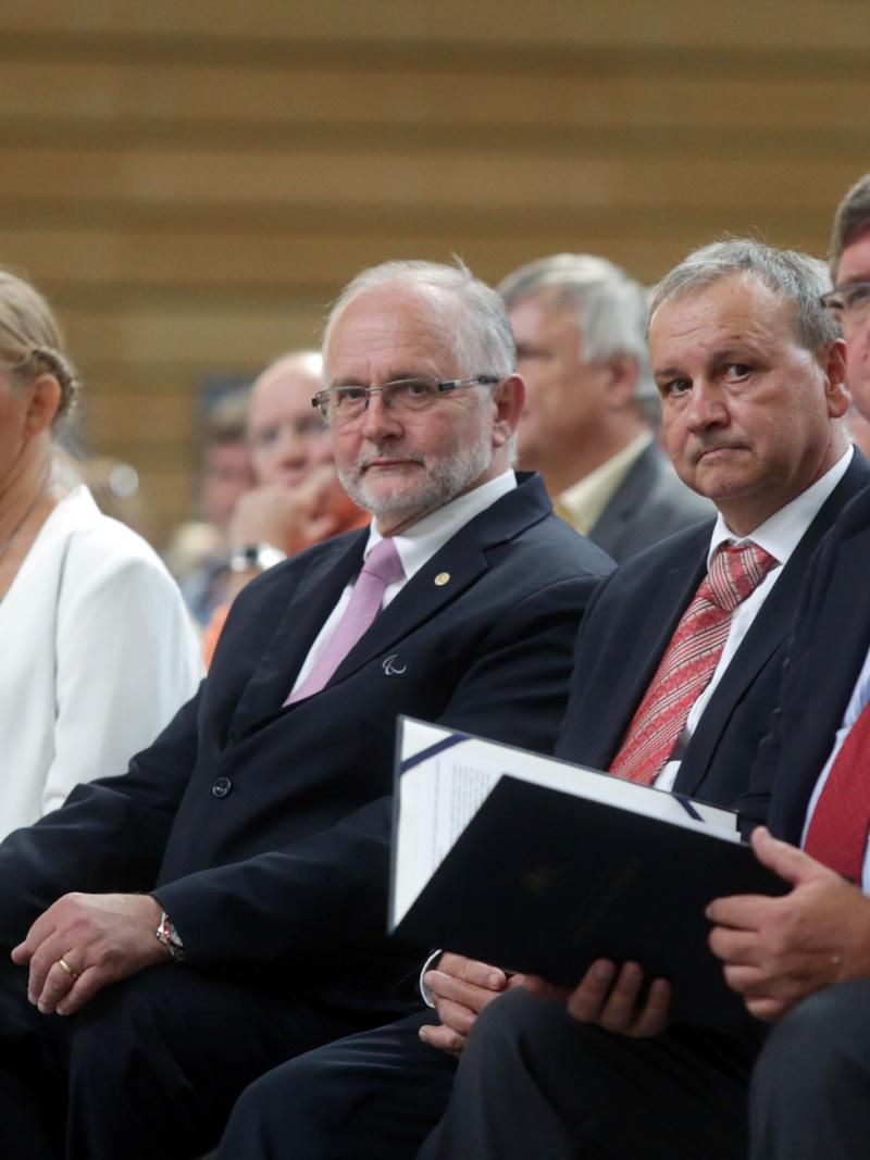 IPC President Sir Philip Craven with Croatian Paralympic President Ratko Kovacic at the 50th anniversary of para sport in Croatia.