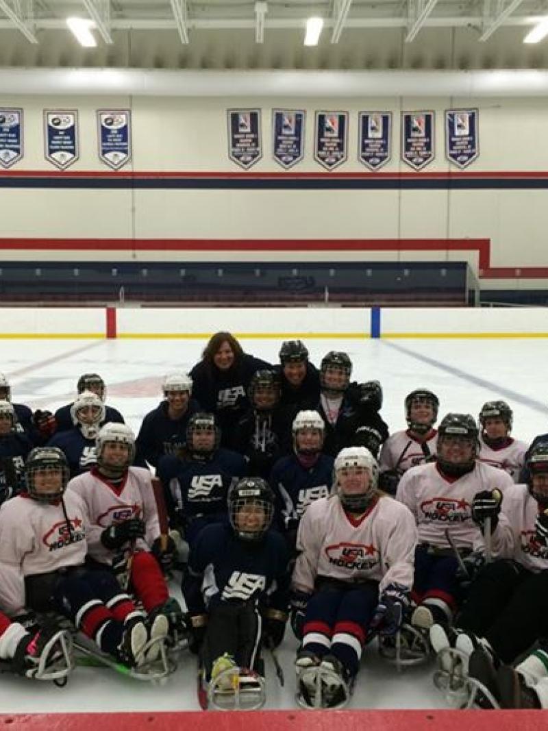 Team USA ice sledge hockey players