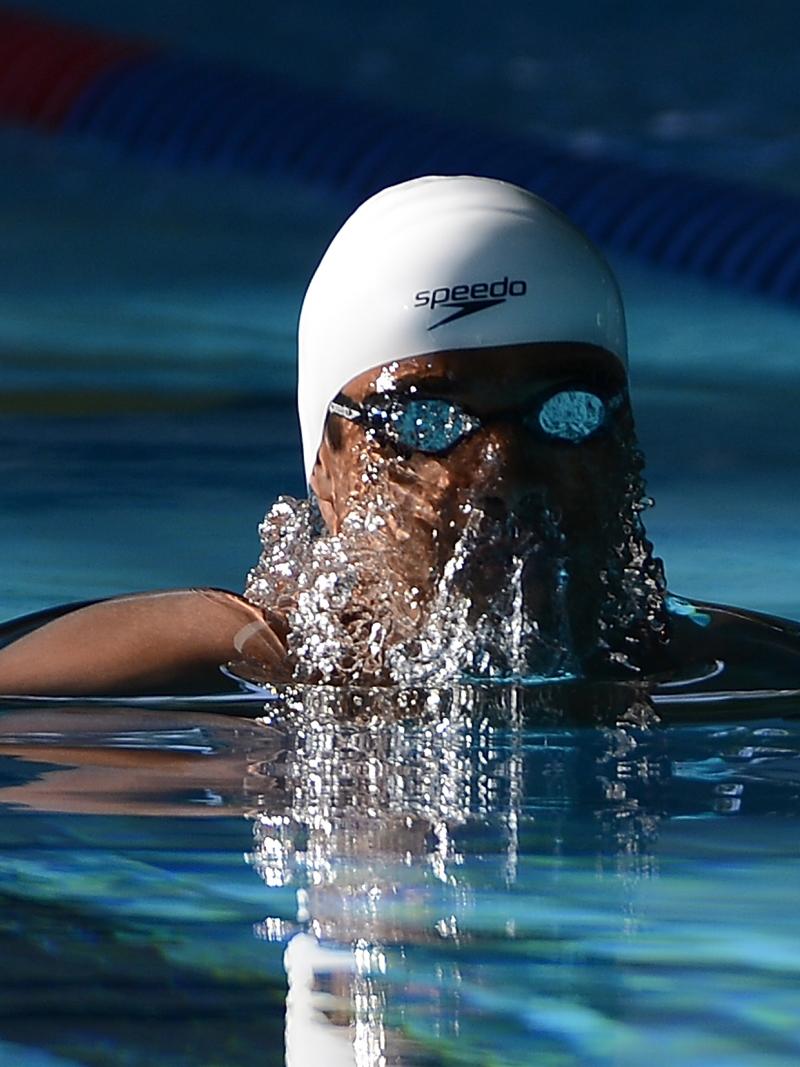 Head of Indian para-swimmer Sharath Gayakwad above the water during the 2013 IPC Swimming World Championships