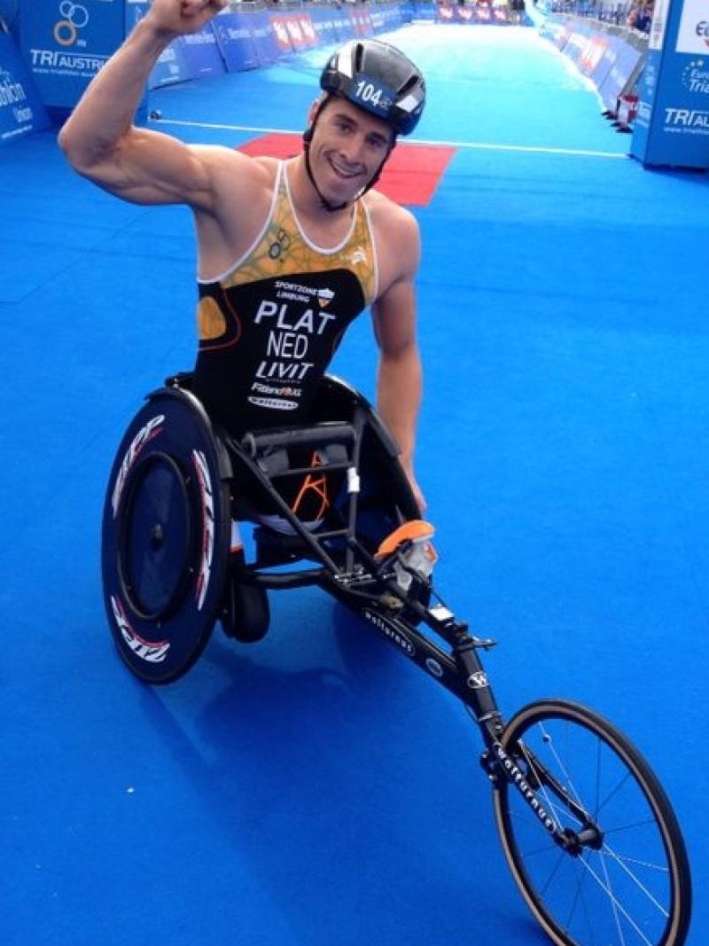 Dutch athlete with his fist in the air