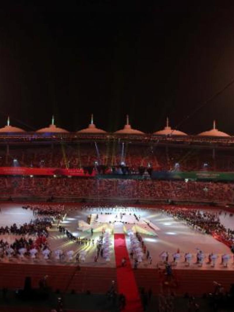fireworks exploding at the Closing Ceremony of the Asian Para Games