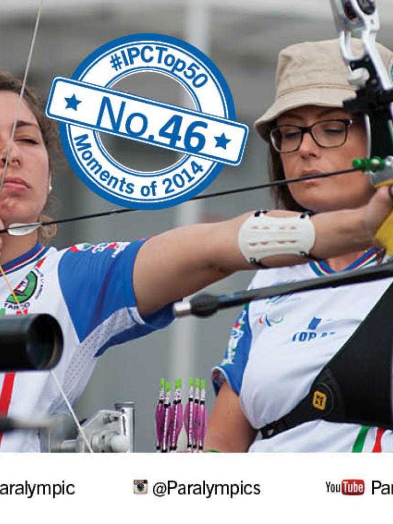 Elisabetta Mijno aiming her arrow 