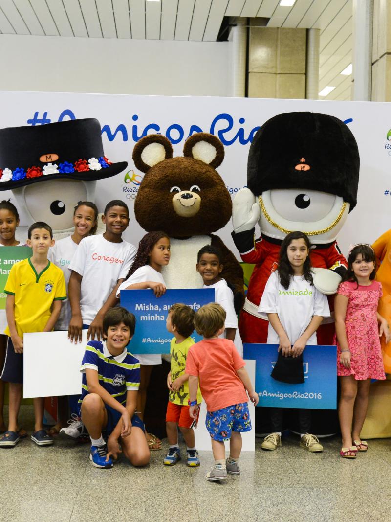 Mascots of the past with kids