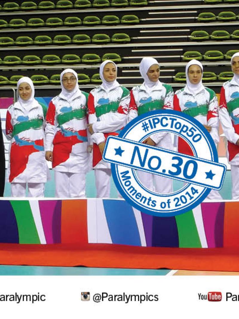 Women with headscarfs lined up