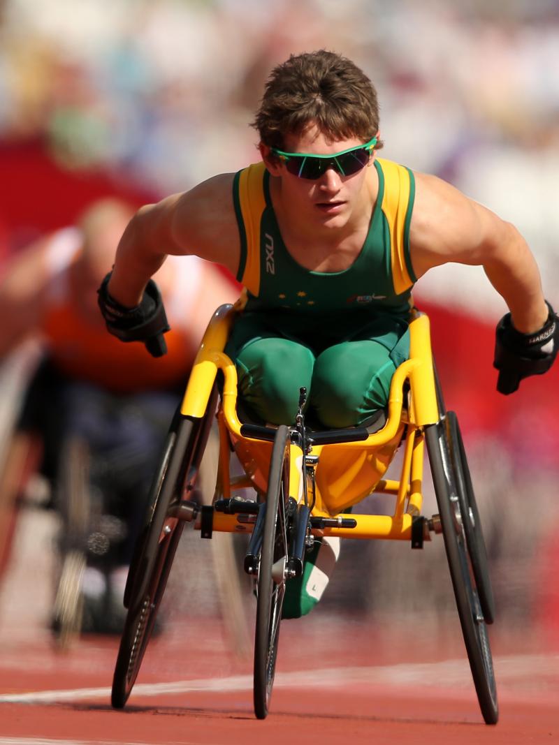 Wheelchair athlete on the track