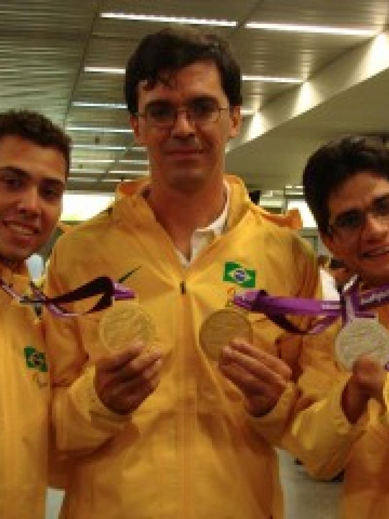 Brazil's Ciro Winckler with Alan Oliveira and Yohansson Nascimento.