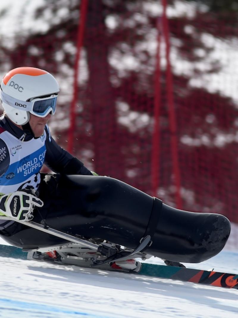 New Zealand's Corey Peters won his first world titles at the 2015 IPC Alpine Skiing World Championships.