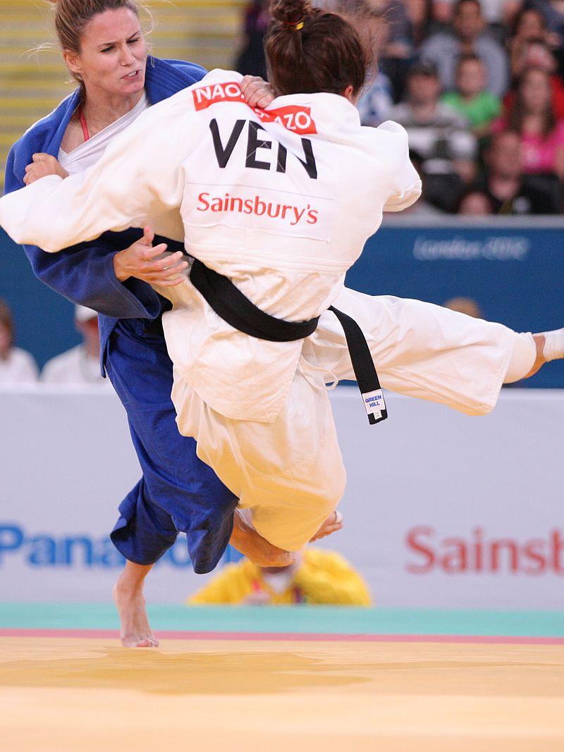 Two female judoka fighting