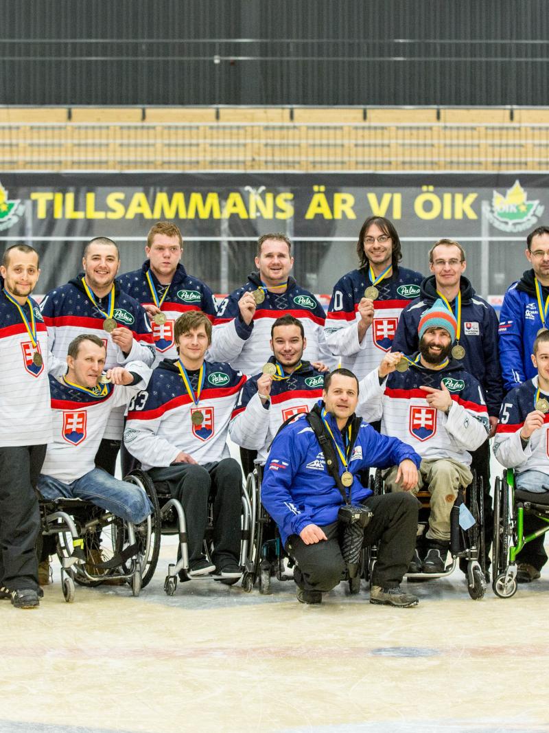 Slovakia won the bronze medal at the 2015 IPC Ice Sledge Hockey World Championships B-Pool in Ostersund, Sweden.