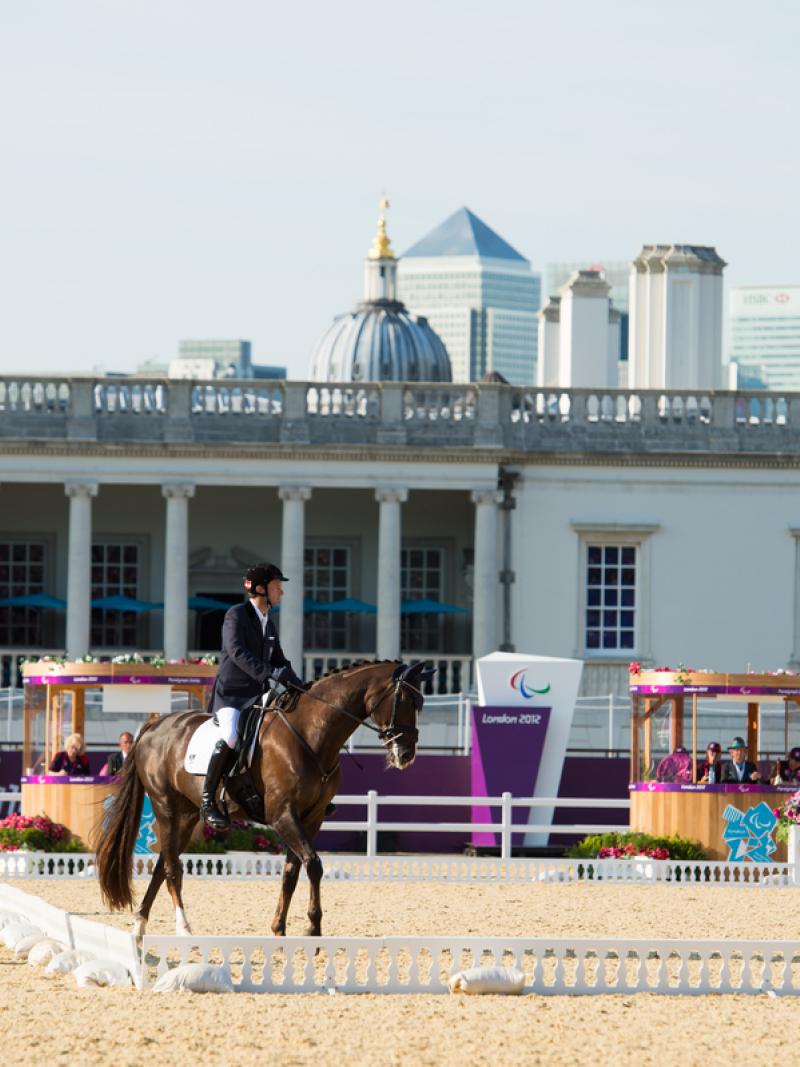 Pepo Puch, Austria, during the Mixed Dressage - Freestyle grade Ib at the London 2012 Paralympic Games.