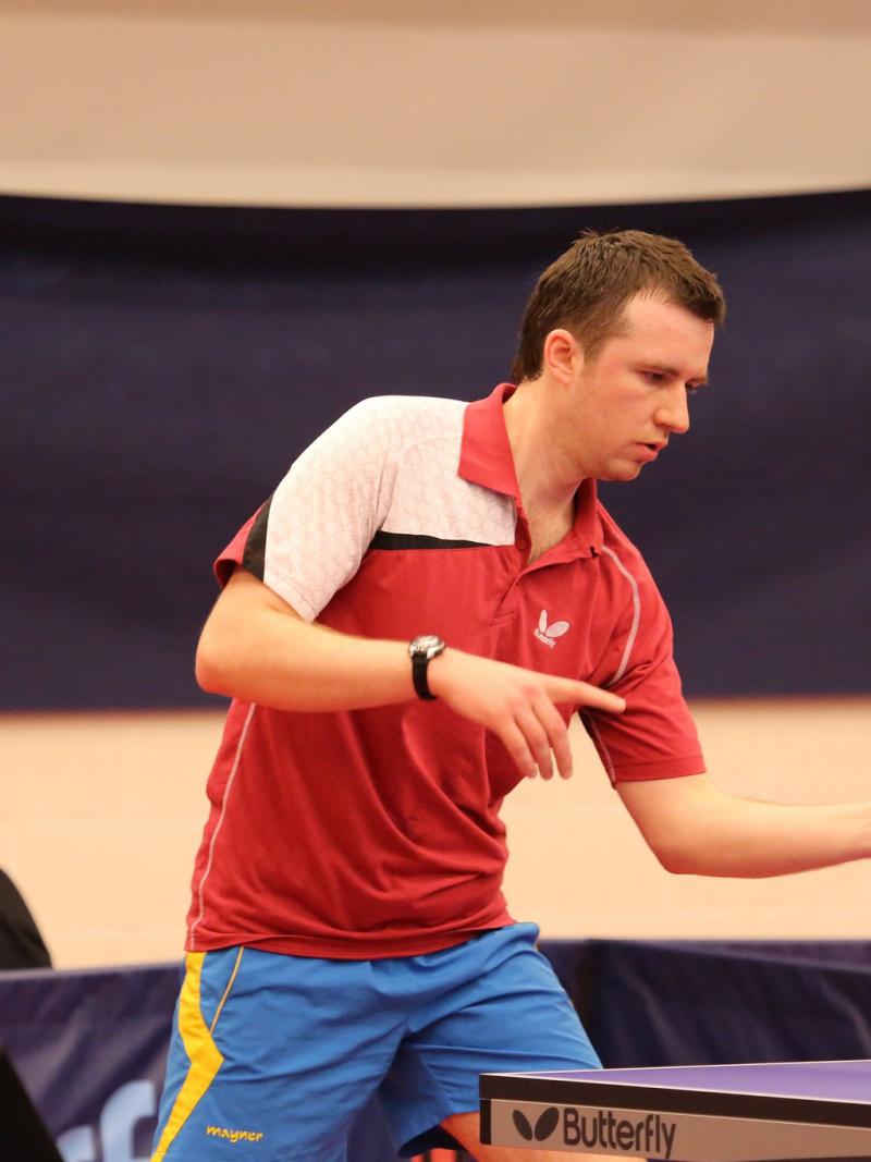 Vadym Kubov of Ukraine competes at the 2015 Para Table Tennis Lignano Master Open