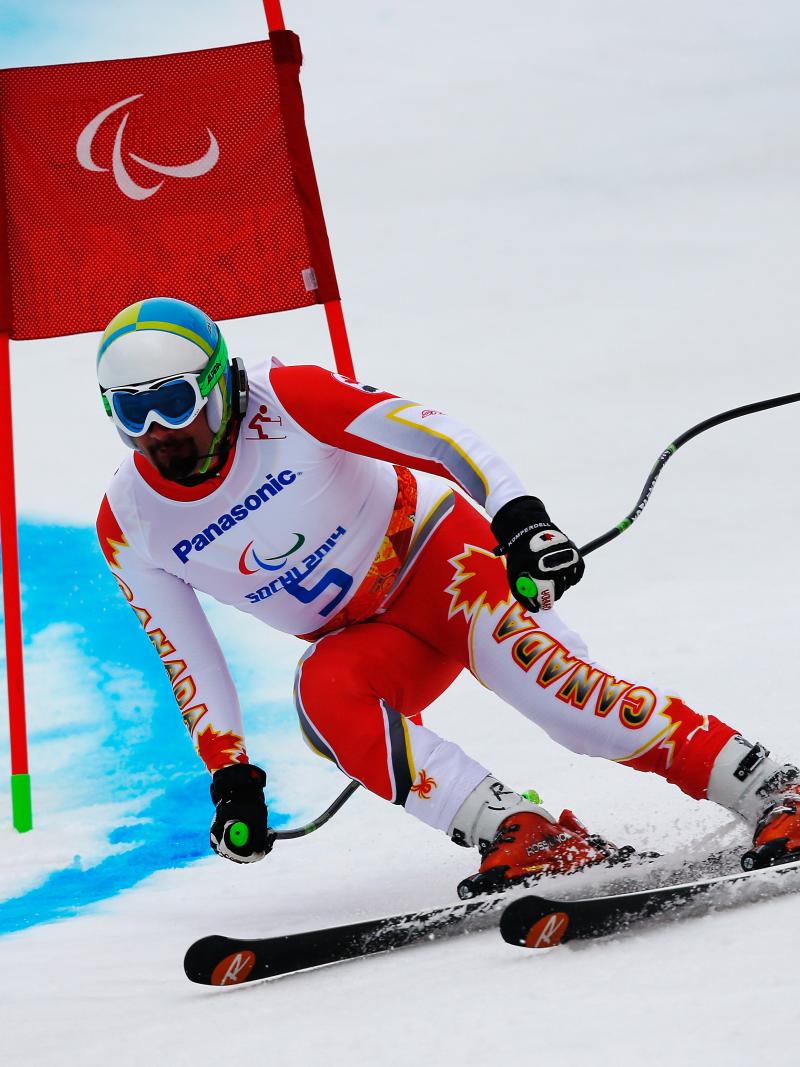 Chris Williamson of Canada competes in the Men's Giant Slalom Visually Impaired at the Sochi 2014 Paralympic Winter Games.