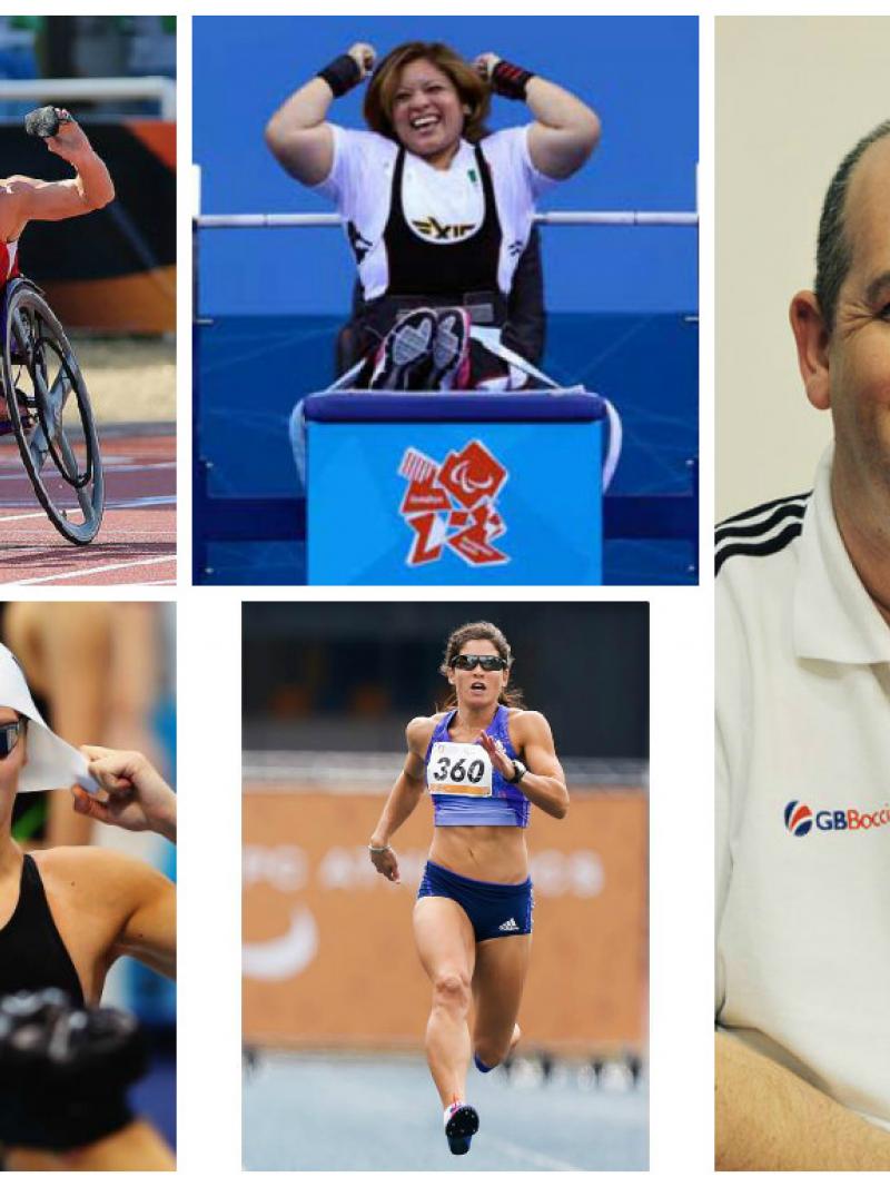 Collage of five athletes