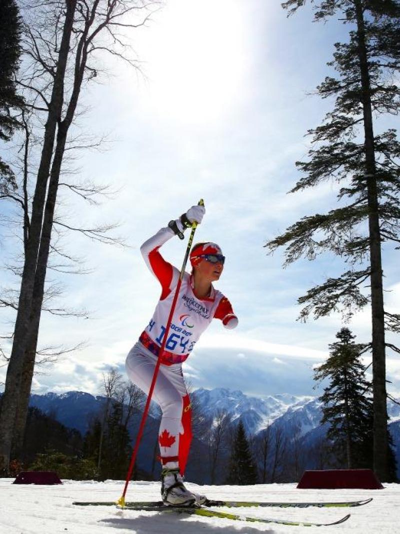 Brittany Hudak of Canada competes in the Women's Cross Country 5km Free Standing at the Sochi 2014 Paralympic Winter Games.