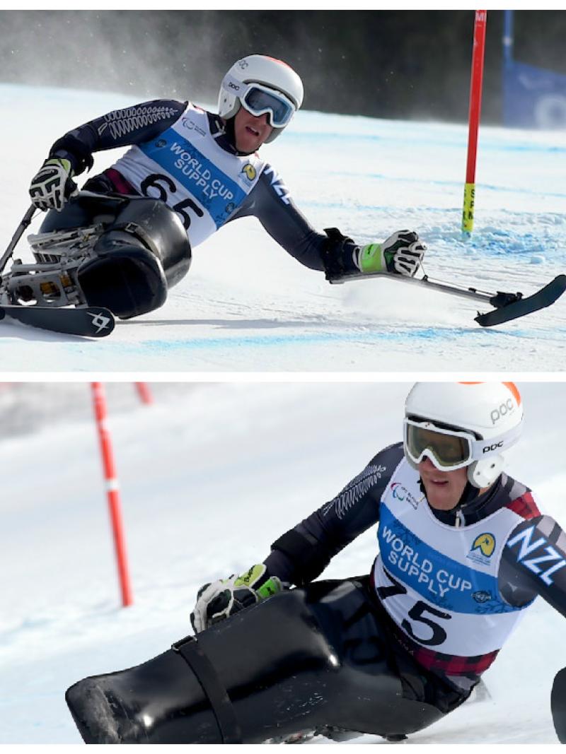 New Zealand sit-skier Corey Peters competes at the 2015 IPC Alpine Skiing World Championships, Panorama, Canada.