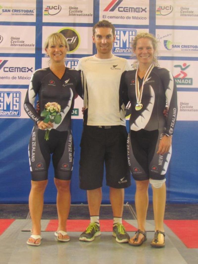 Fiona Southorn, Jono Hailstone, Kate Horan at 2014 UCI Para-Cycling Track World Championships in Mexico. 