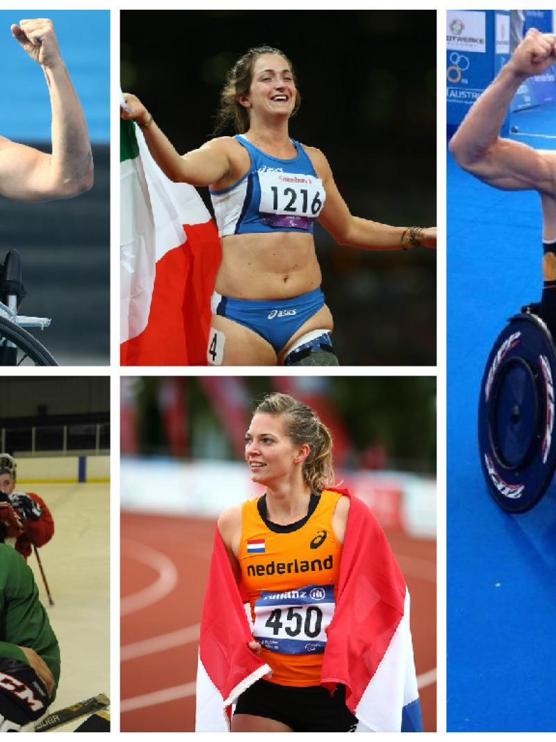 Collage of five athletes