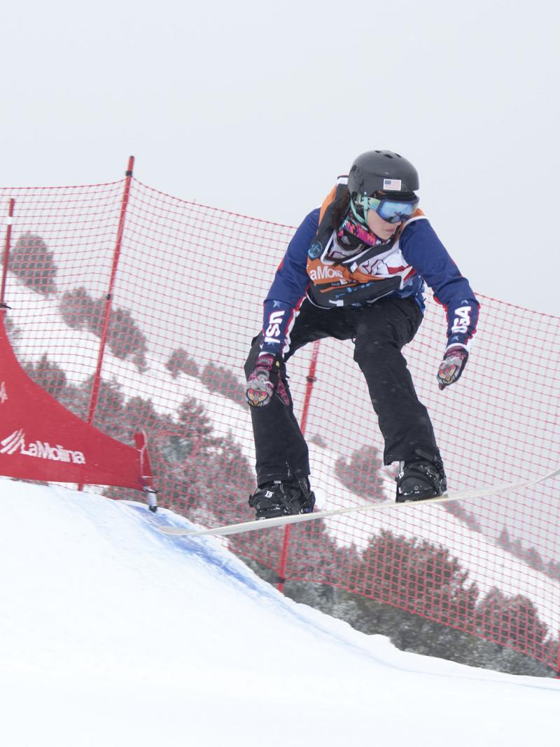 Brenna Huckaby of USA competes at the 2015 IPC Snowboard World Championships.