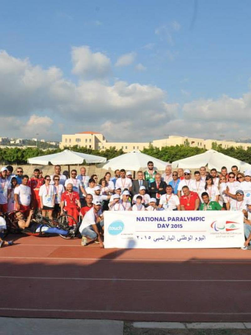 Group shot on an athletics track