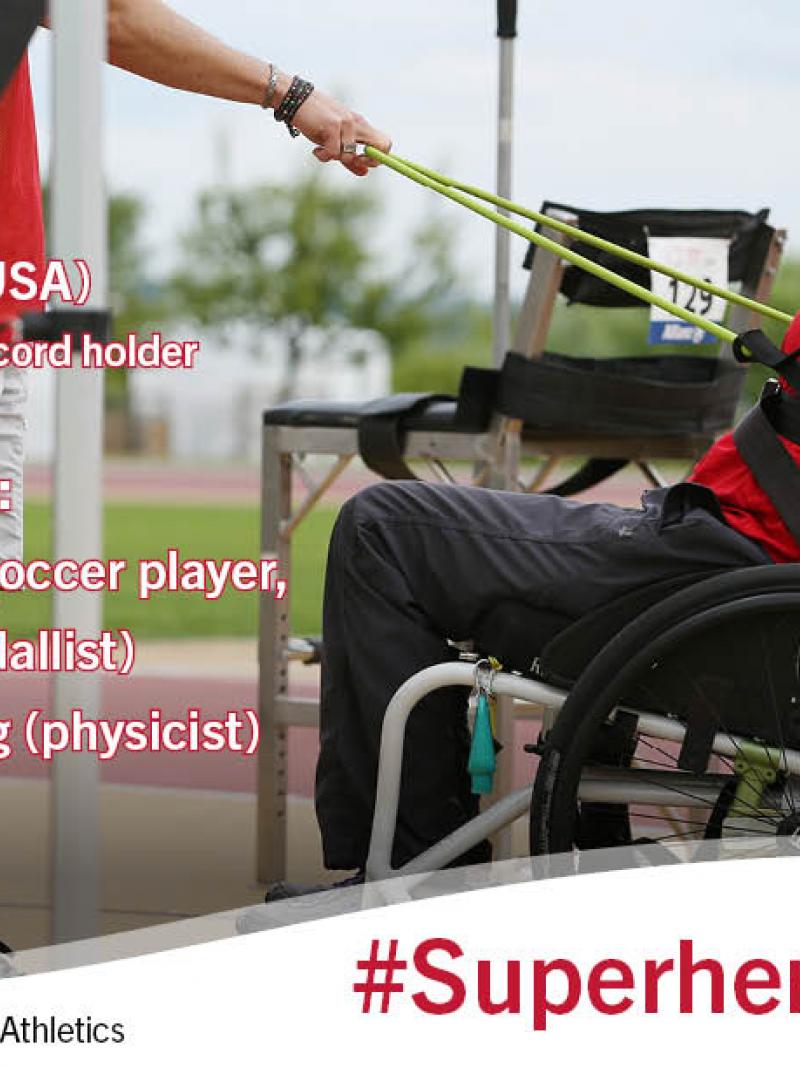 Graphic showing a pic of a women in a wheelchair, leaning back, stretching