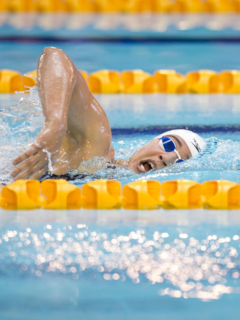 Inbal Pezaro of Israel competing in the Women's 200m Freestyle S5 at the 2015 IPC Swimming World Championships in Glasgow.