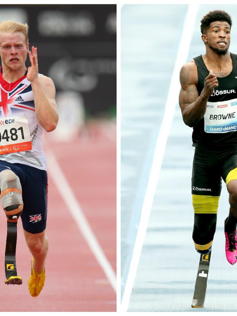 Great Britain’s Jonnie Peacock and the USA’s Richard Browne may be big rivals on the track.