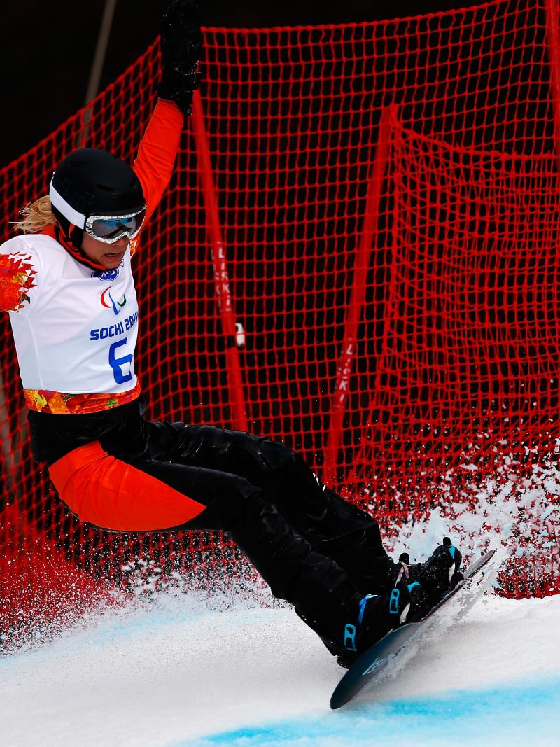 Woman on a snowboard