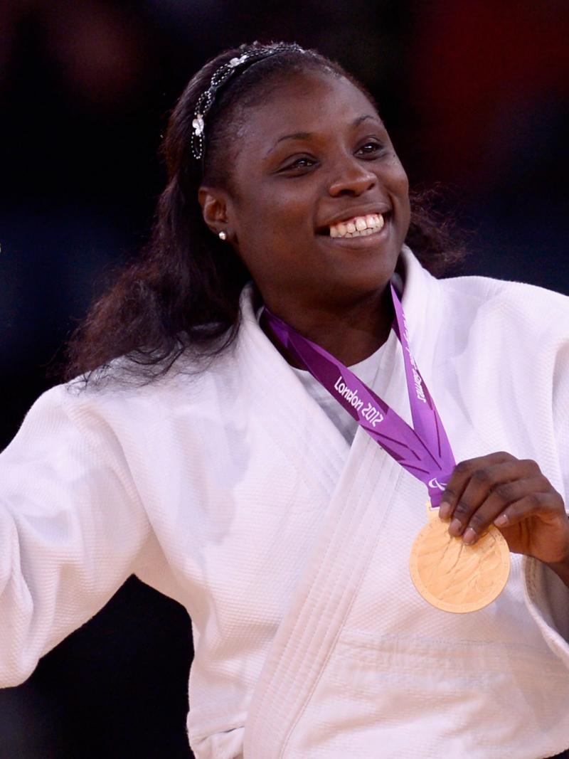 Cuba's Dalidaivis Rodriguez Clark celebrates after winning the women's -63kg judo gold medal contest at the London 2012 Paralympic Games.